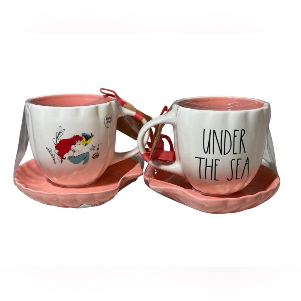 Rae Dunn Under the Sea Mug Little Mermaid Disney - coral sea shell coaster